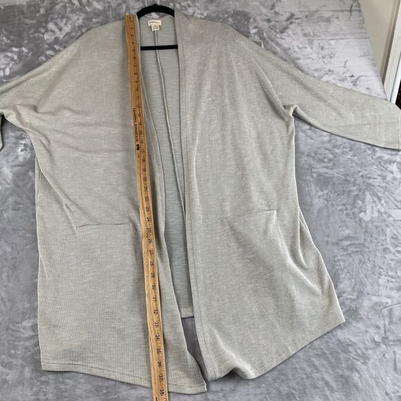 DONNI Open Front Long Cardigan Women's OS Sandy Gray Duster Pockets Fall (0633) - Picture 7 of 7